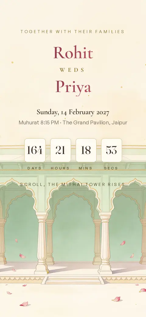 Live preview of the Mithaas wedding invitation demo